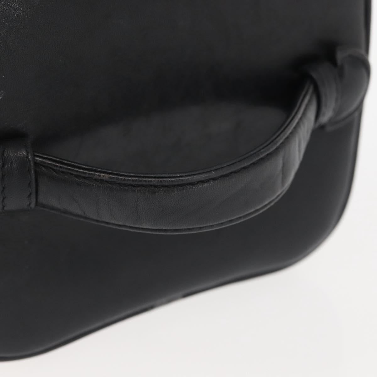 CHANEL Bicolore Vanity Pouch Lamb Skin Black Gold CC Auth 145355