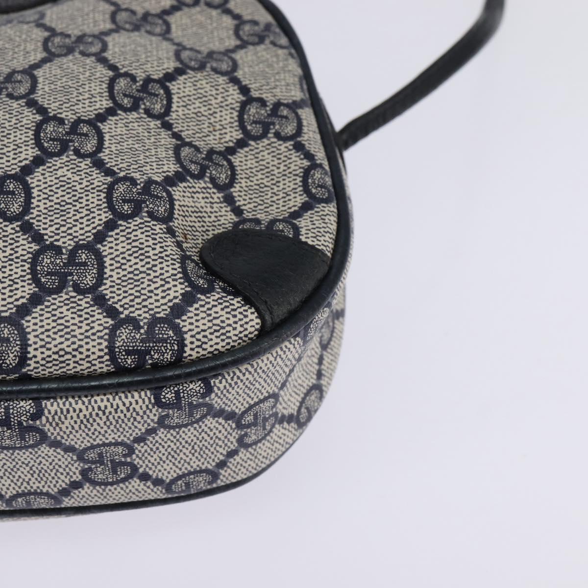 GUCCI GG Supreme Sherry Line Shoulder Bag PVC Navy Gold 89 02 066 Auth 145357