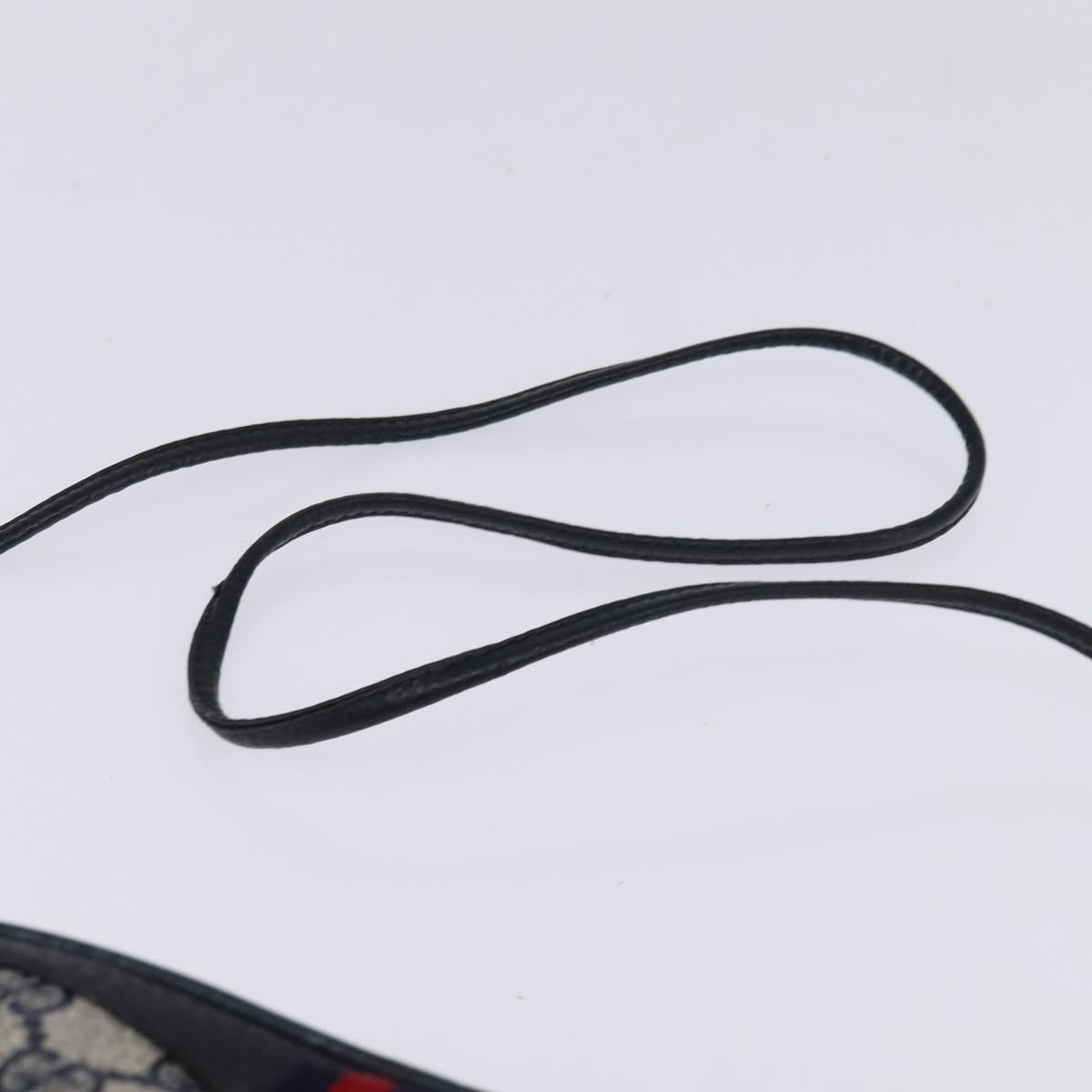 GUCCI GG Supreme Sherry Line Shoulder Bag PVC Navy Gold 89 02 066 Auth 145357