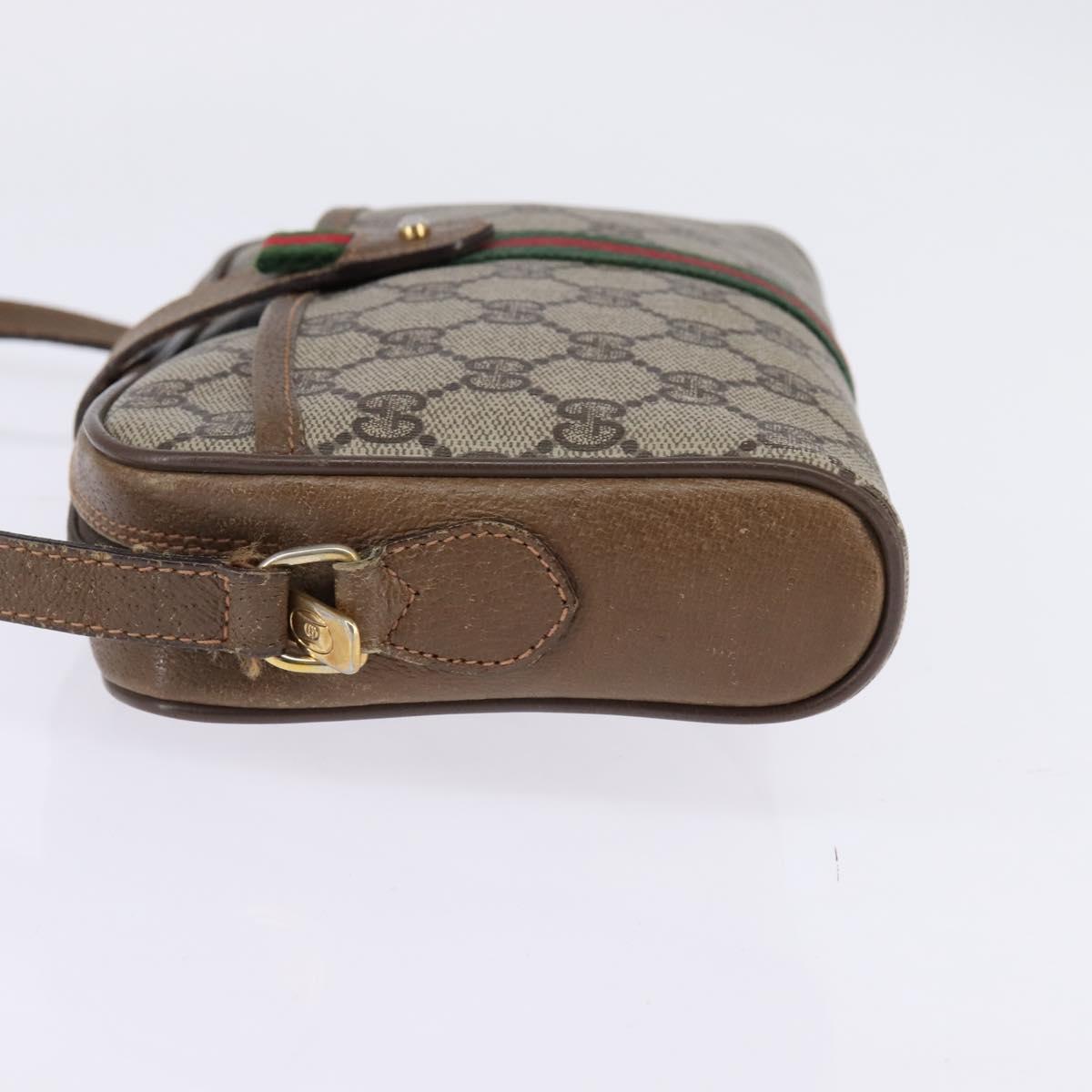 GUCCI GG Supreme Web Sherry Line Bag PVC Beige Gold 89 02 055 Auth 145358