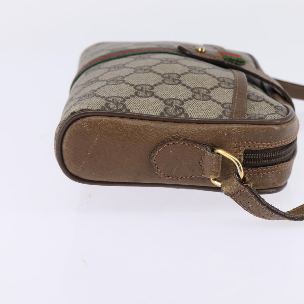 GUCCI GG Supreme Web Sherry Line Bag PVC Beige Gold 89 02 055 Auth 145358