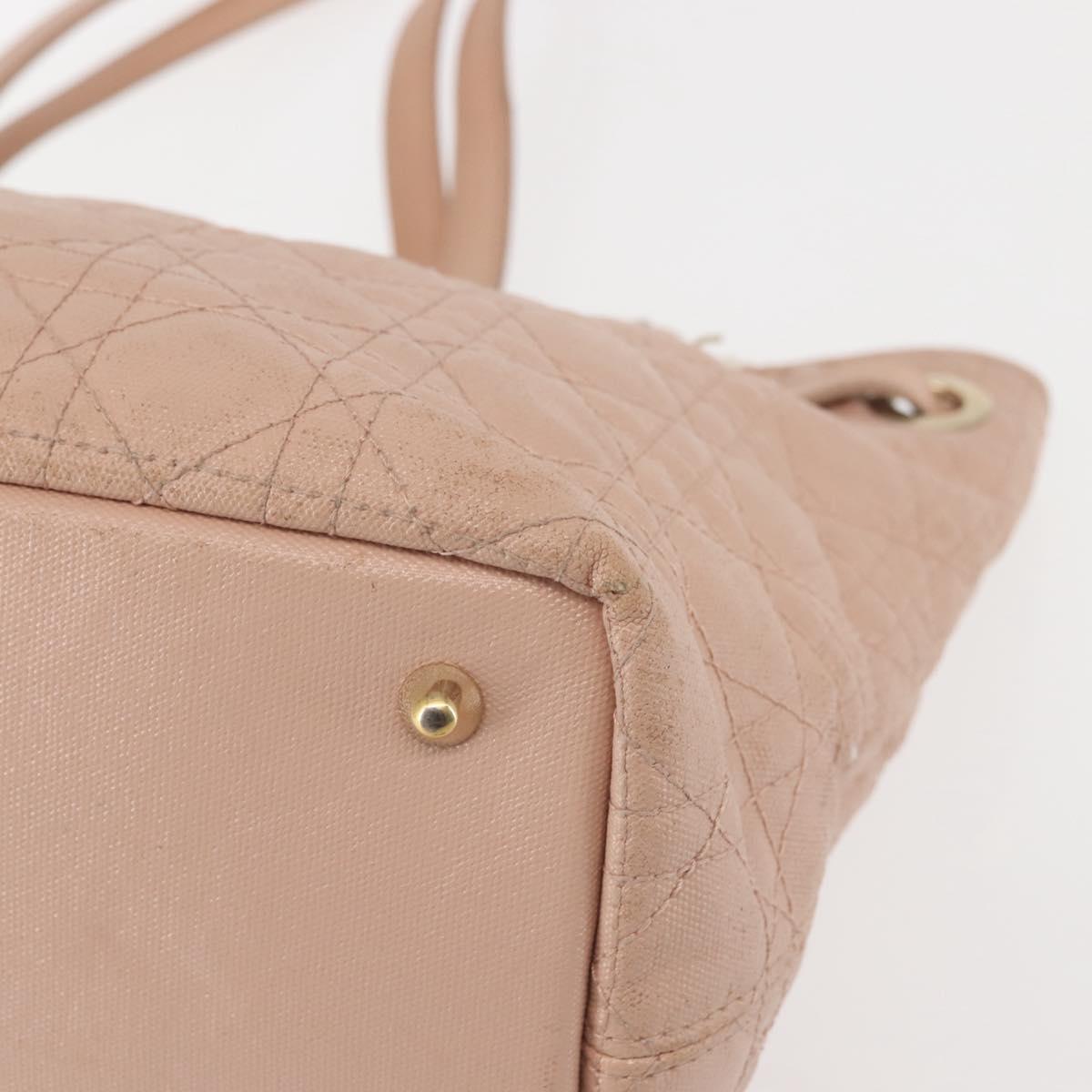 Christian Dior Canage Tote Bag Leather Pink Gold Auth 145360
