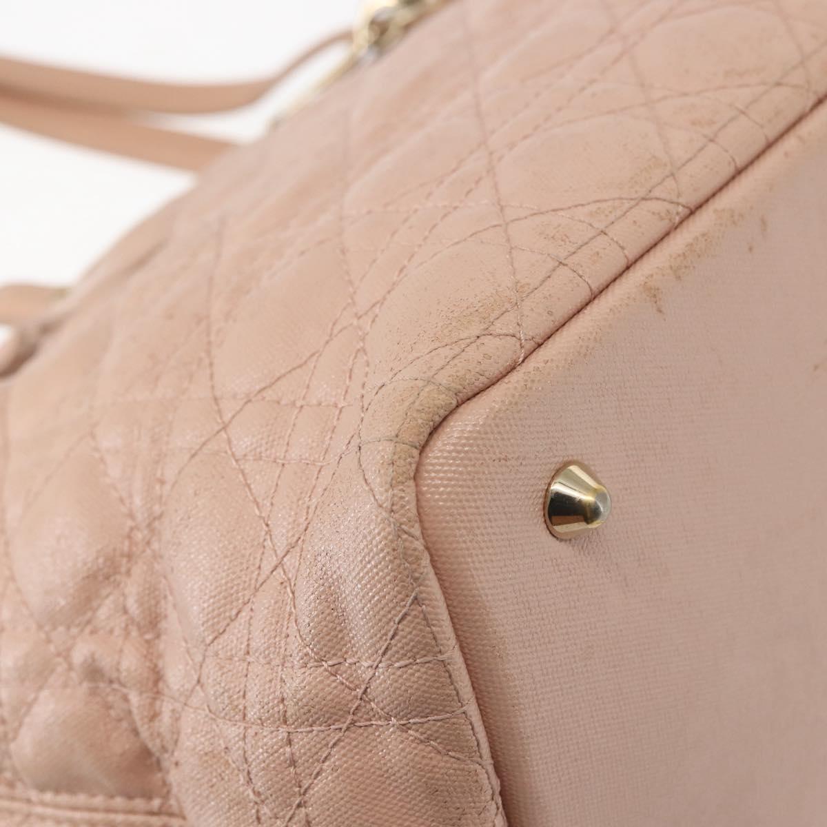 Christian Dior Canage Tote Bag Leather Pink Gold Auth 145360