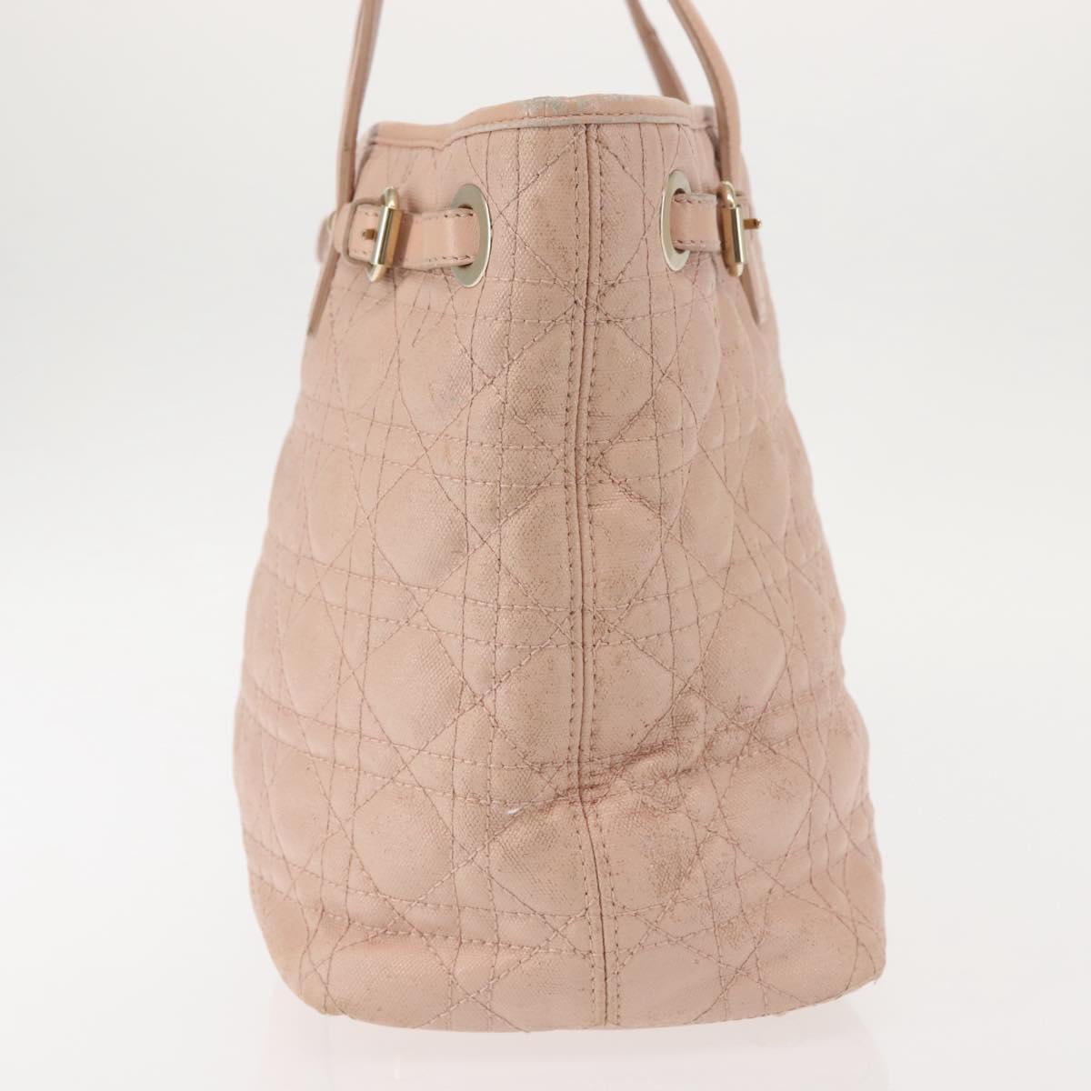 Christian Dior Canage Tote Bag Leather Pink Gold Auth 145360