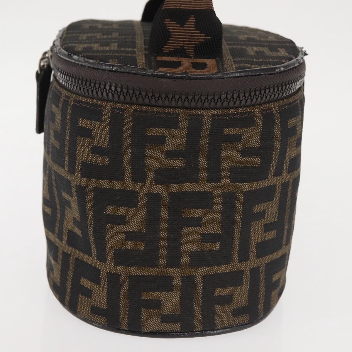 FENDI Zucca Canvas Vanity Pouch Black Brown Auth 145361