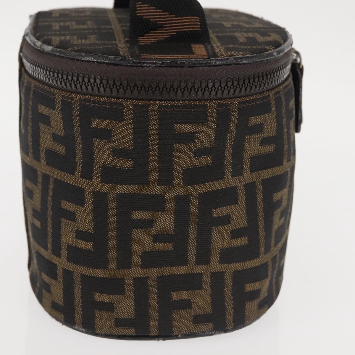 FENDI Zucca Canvas Vanity Pouch Black Brown Auth 145361