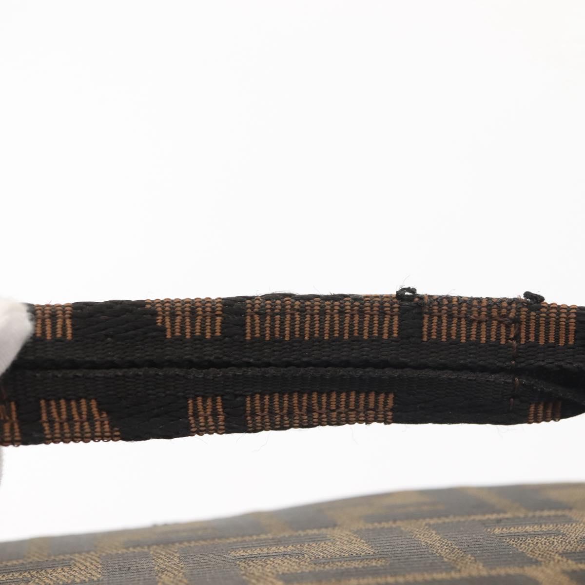 FENDI Zucca Canvas Vanity Pouch Black Brown Auth 145361