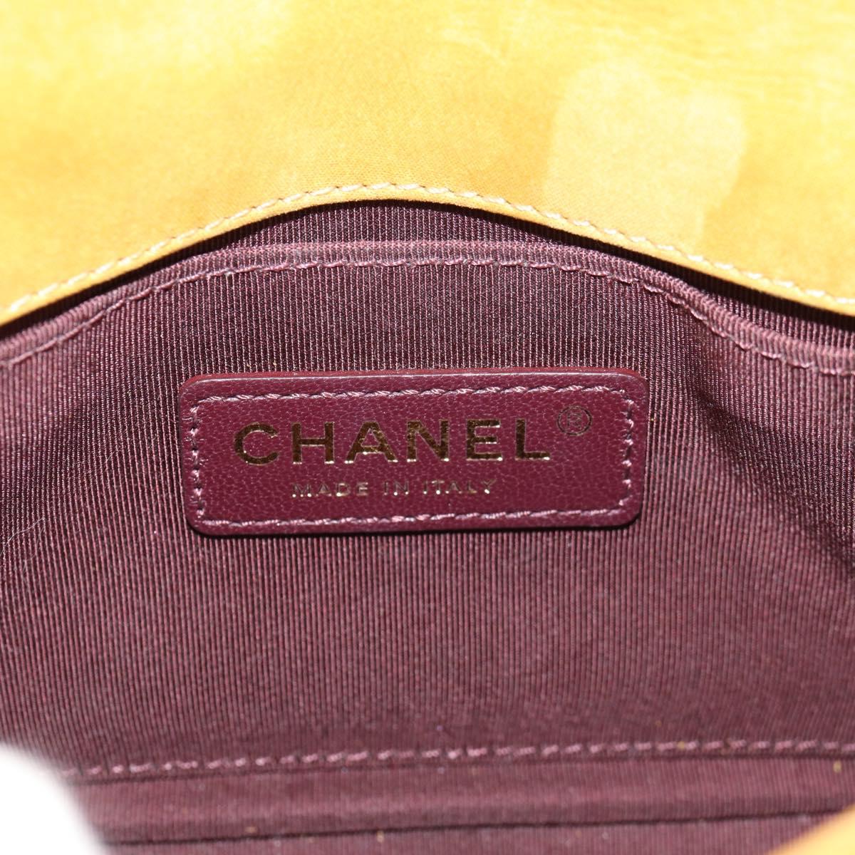 CHANEL Chain Shoulder Bag Suede Yellow Gold CC Auth 145362SAM