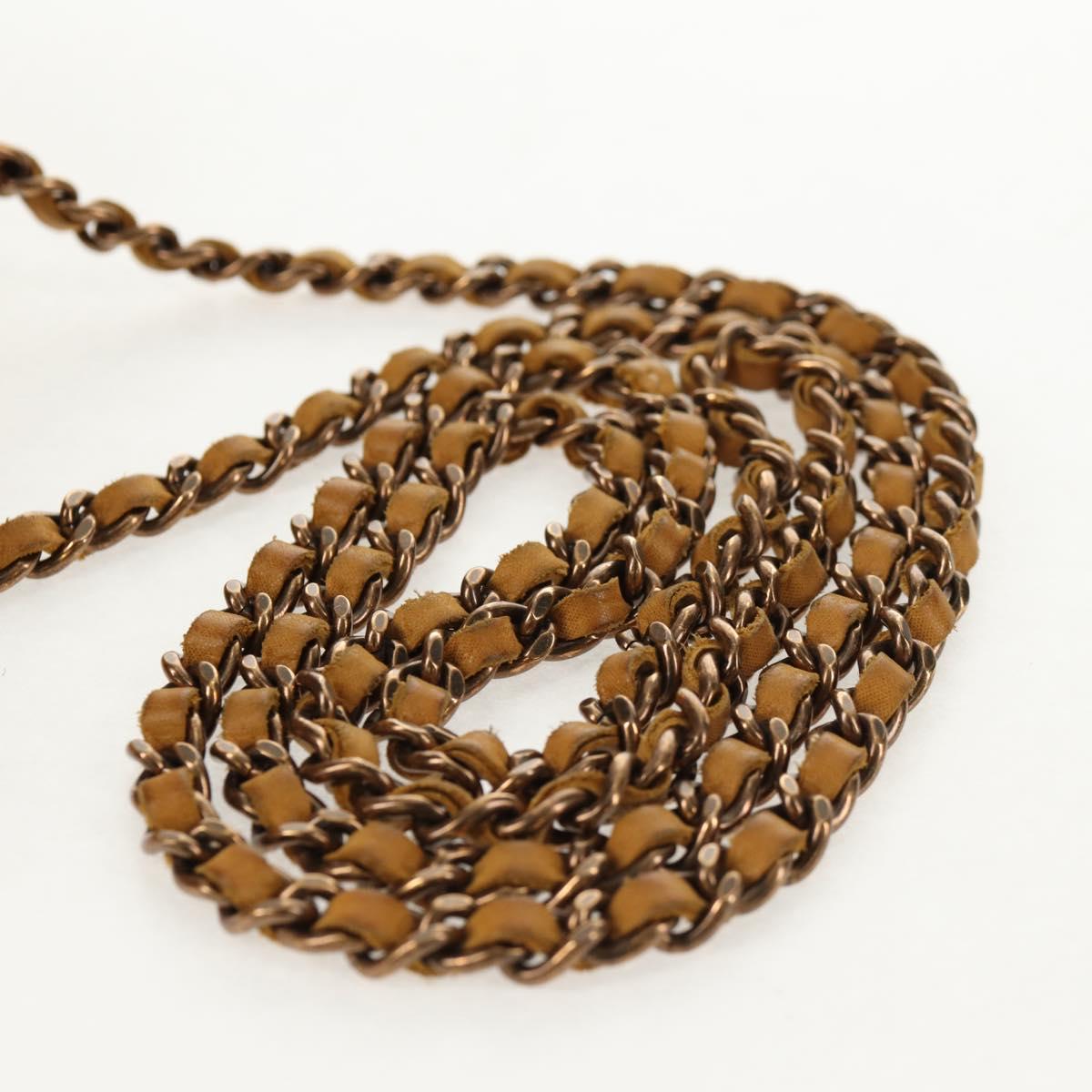 CHANEL Chain Shoulder Bag Suede Yellow Gold CC Auth 145362A