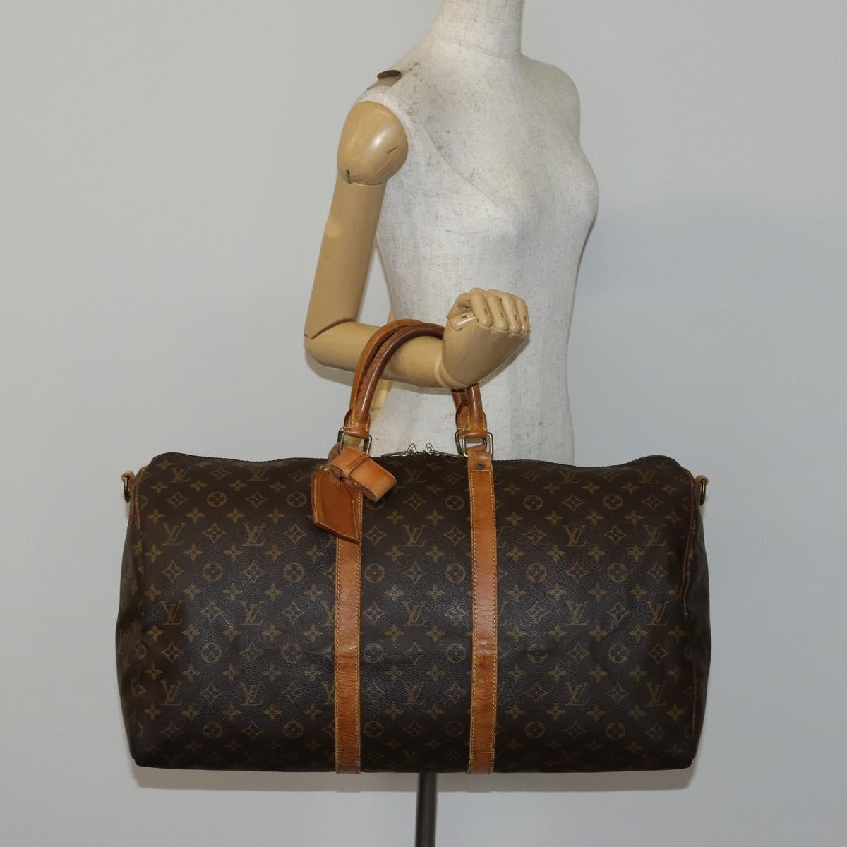 LOUIS VUITTON Monogram Keepall Bandouliere 55 Boston Bag M41414 LV Auth 145385