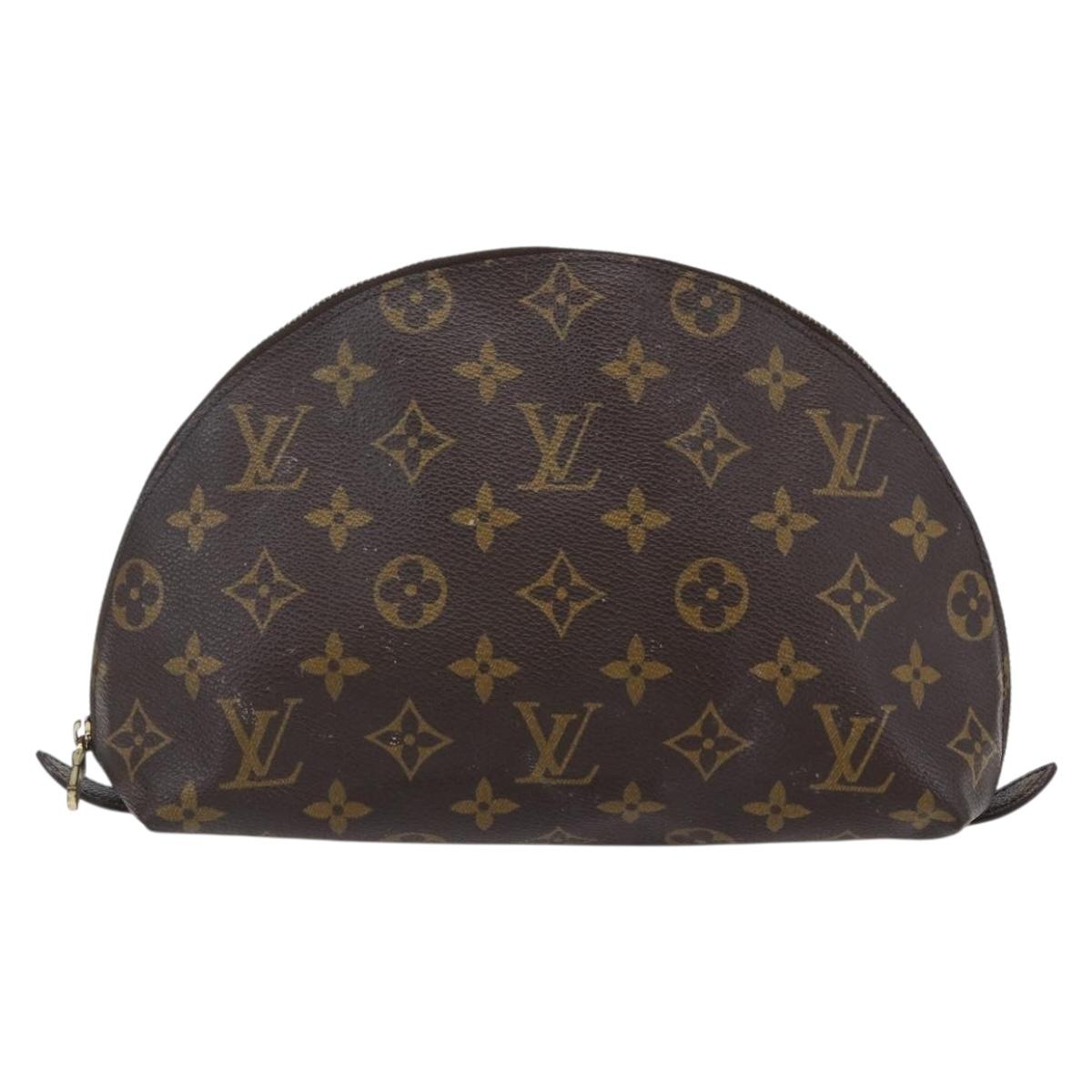LOUIS VUITTON Monogram Trousse Demi Ronde Cosmetic Pouch M47520 LV Auth 145398