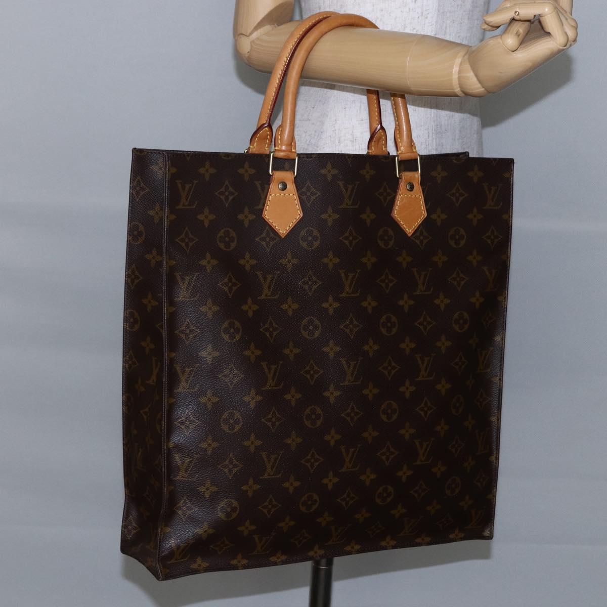 LOUIS VUITTON Monogram Sac Plat Hand Bag M51140 LV Auth 145403