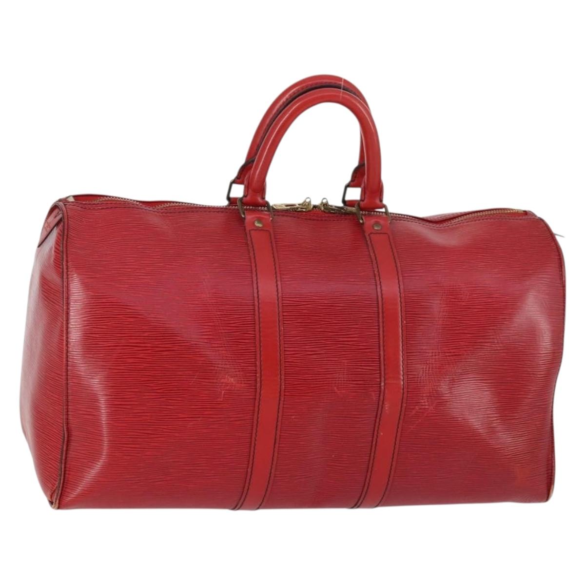 LOUIS VUITTON Epi Keepall 45 Boston Bag Red M42977 LV Auth 145436