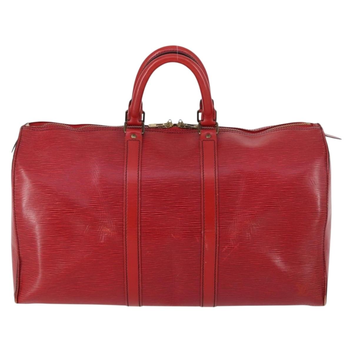 LOUIS VUITTON Epi Keepall 45 Boston Bag Red M42977 LV Auth 145436