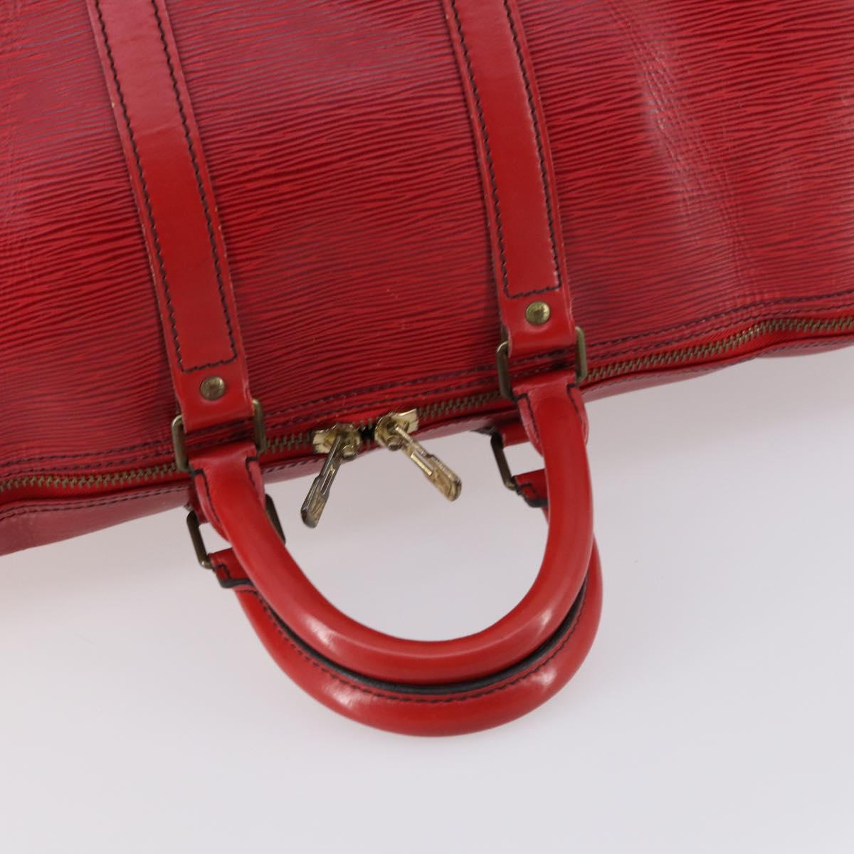 LOUIS VUITTON Epi Keepall 45 Boston Bag Red M42977 LV Auth 145436