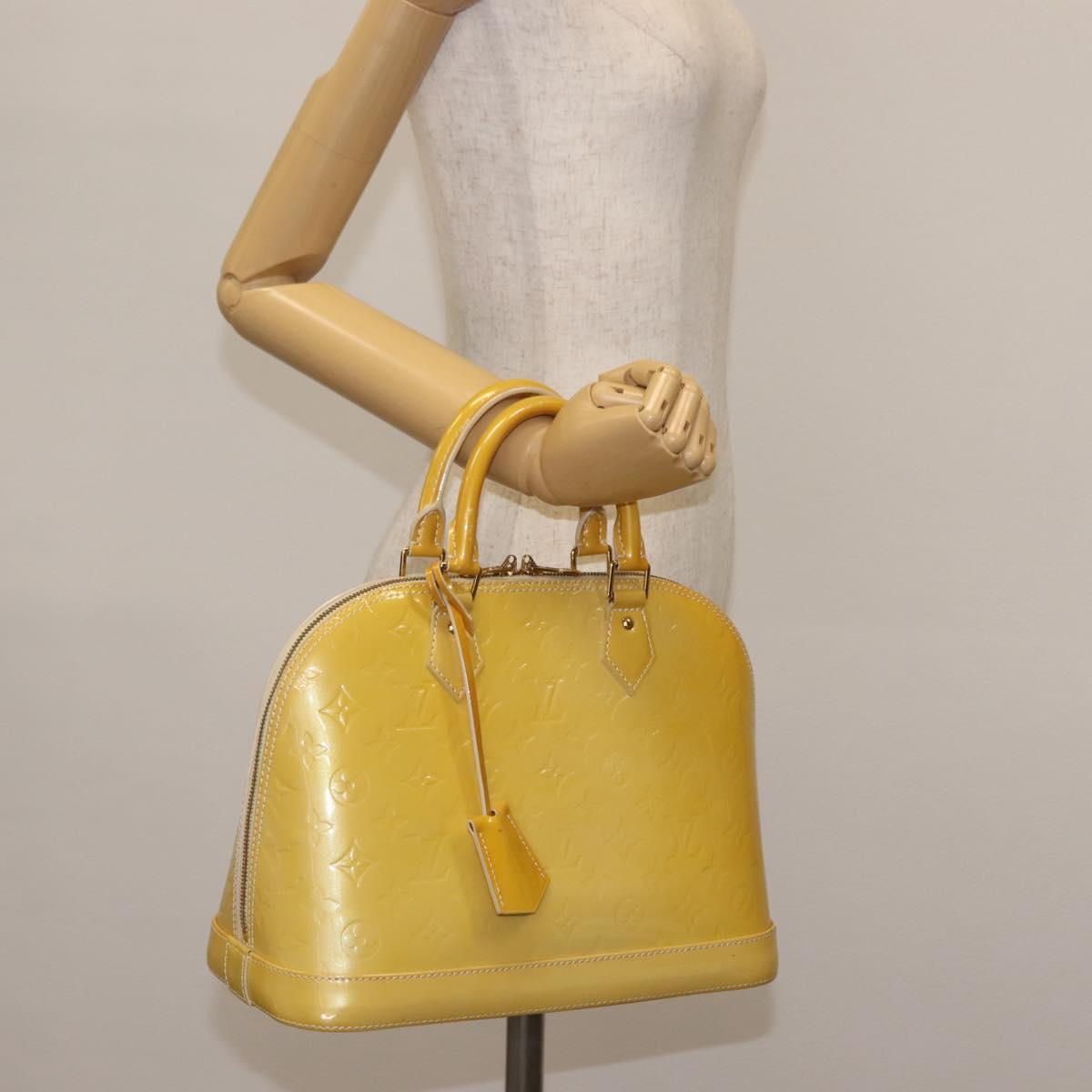 LOUIS VUITTON Monogram Vernis Alma PM Hand Bag Citrin M90101 LV Auth 145459