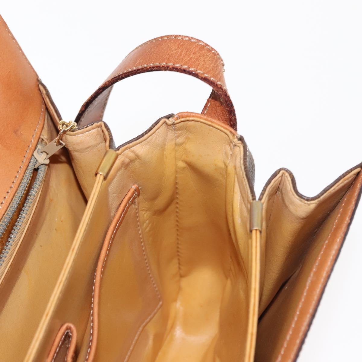 CELINE Macadam Canvas Horse Carriage Shoulder Bag PVC Brown Gold Auth 145468