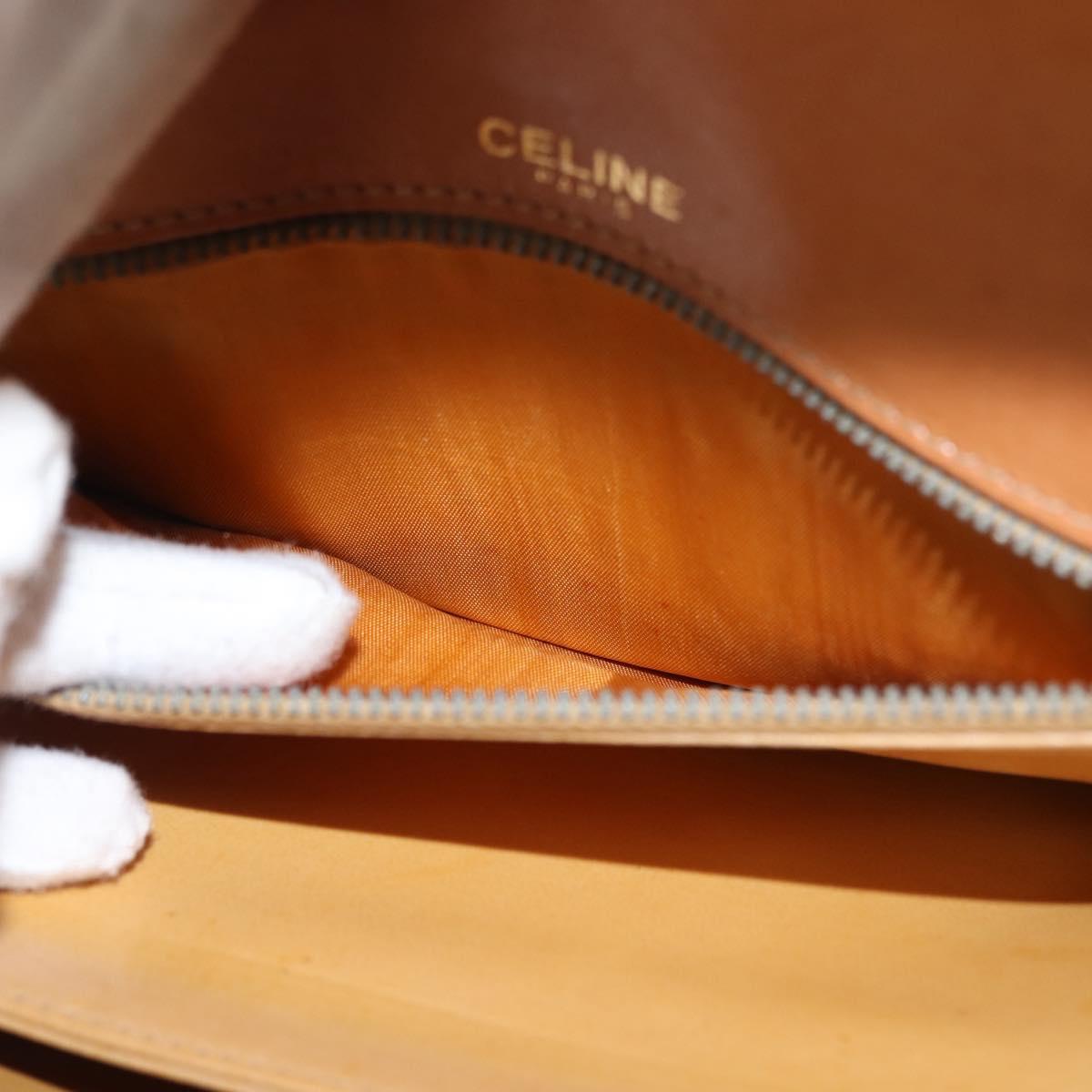 CELINE Macadam Canvas Horse Carriage Shoulder Bag PVC Brown Gold Auth 145468