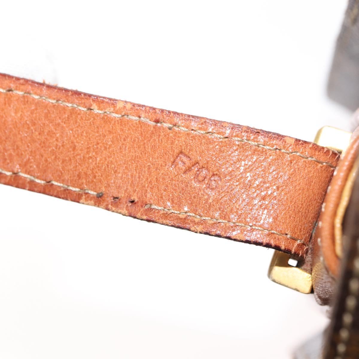 CELINE Macadam Canvas Horse Carriage Shoulder Bag PVC Brown Gold Auth 145468