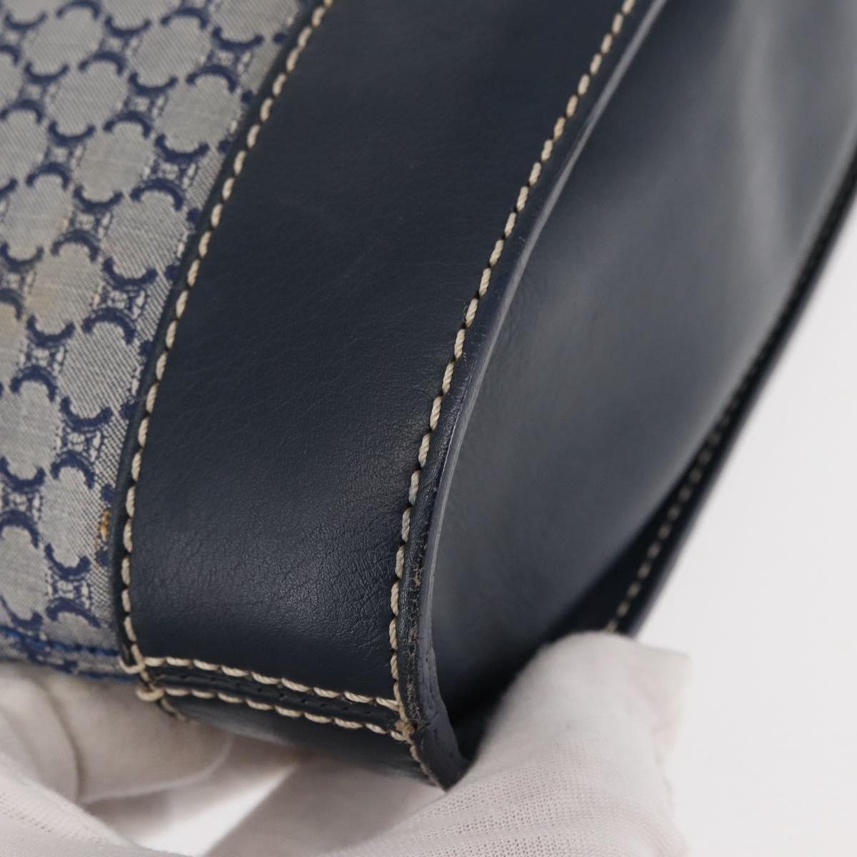 CELINE Macadam Canvas Hand Bag Blue Gold Auth 145470
