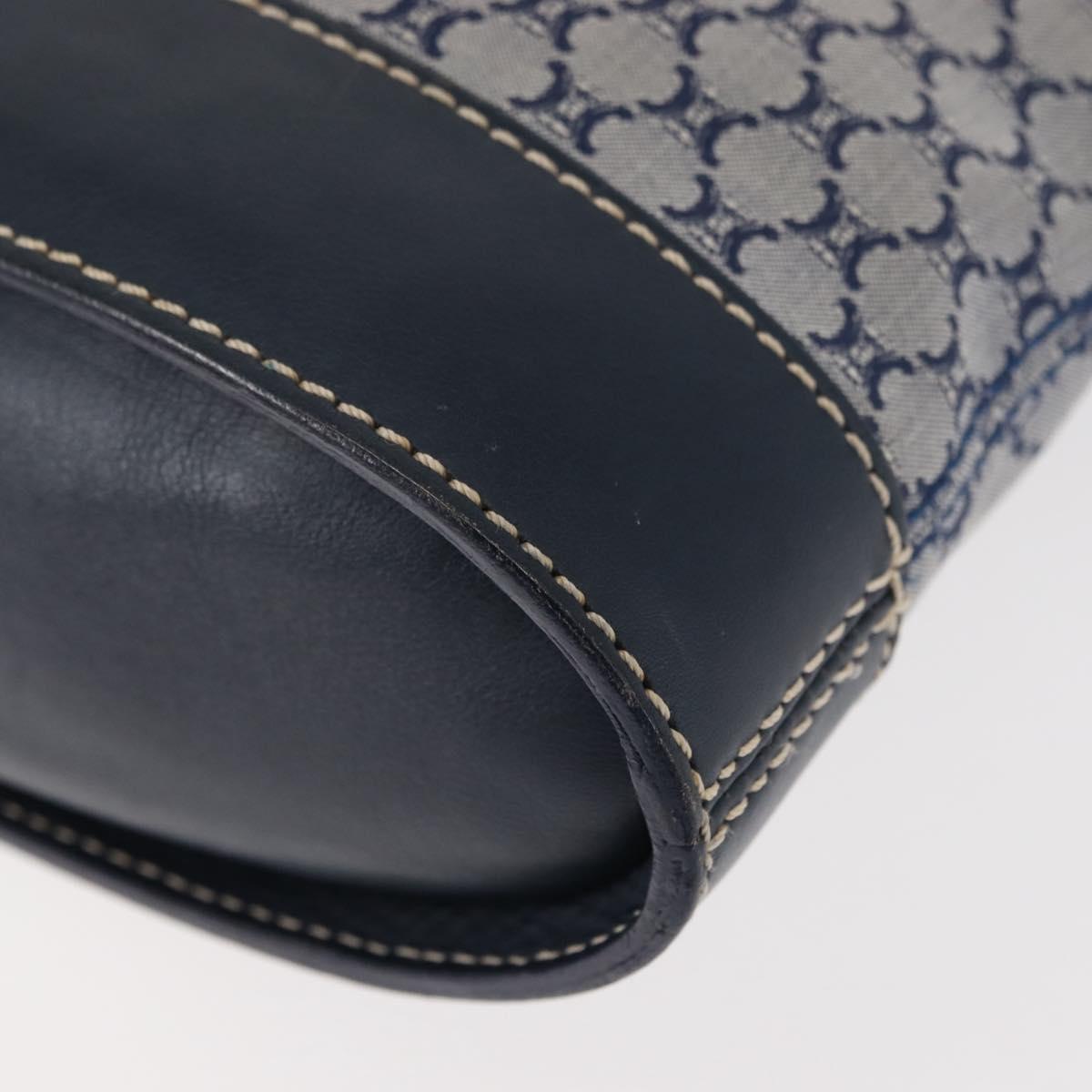 CELINE Macadam Canvas Hand Bag Blue Gold Auth 145470