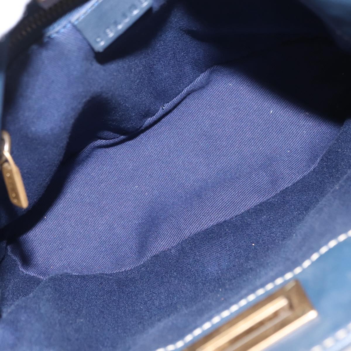 CELINE Macadam Canvas Hand Bag Blue Gold Auth 145470