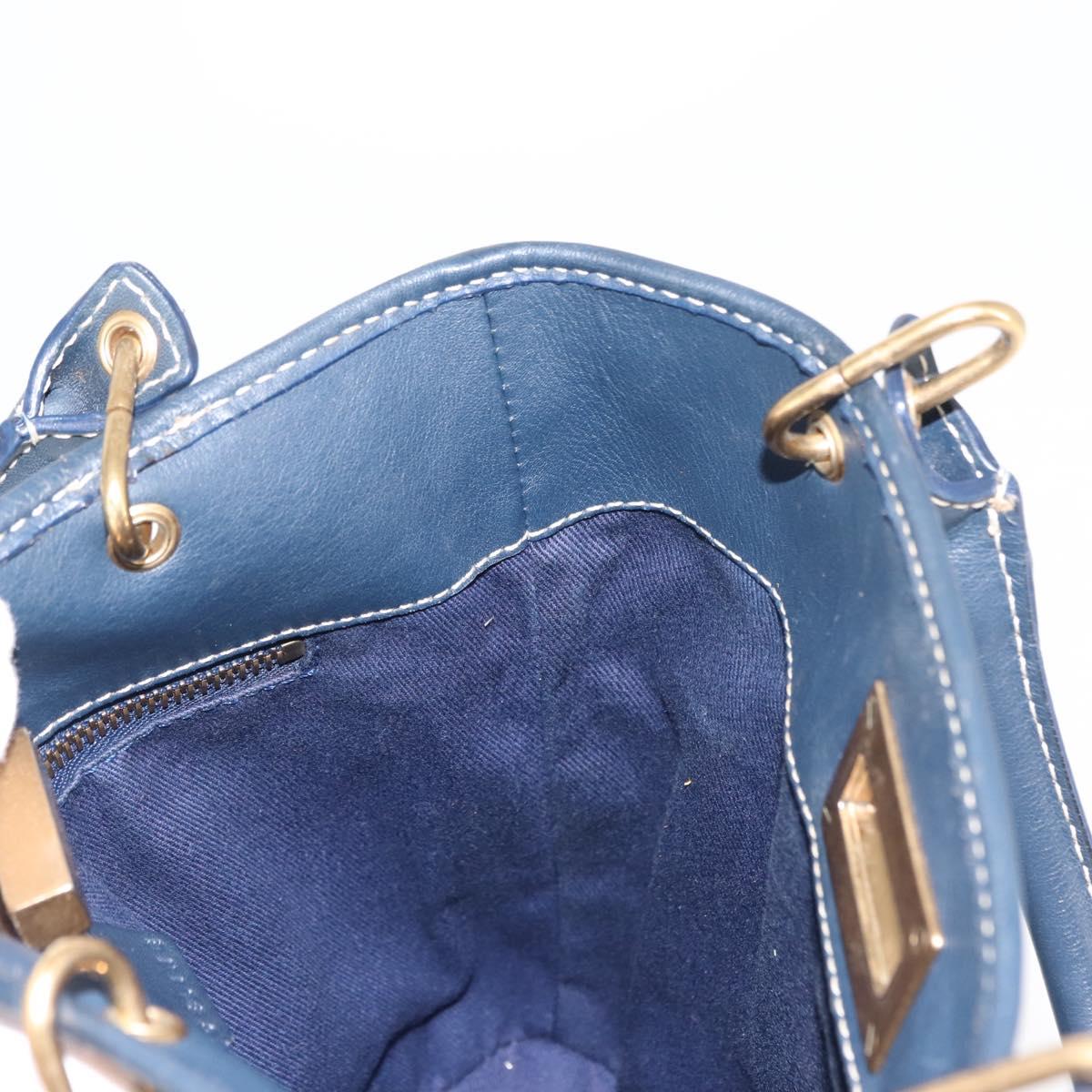 CELINE Macadam Canvas Hand Bag Blue Gold Auth 145470