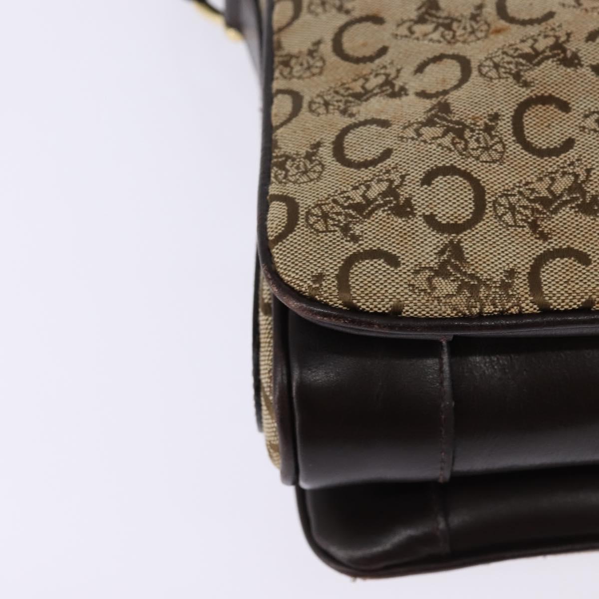 CELINE C Sulky Shoulder Bag Canvas Brown Gold Auth 145471