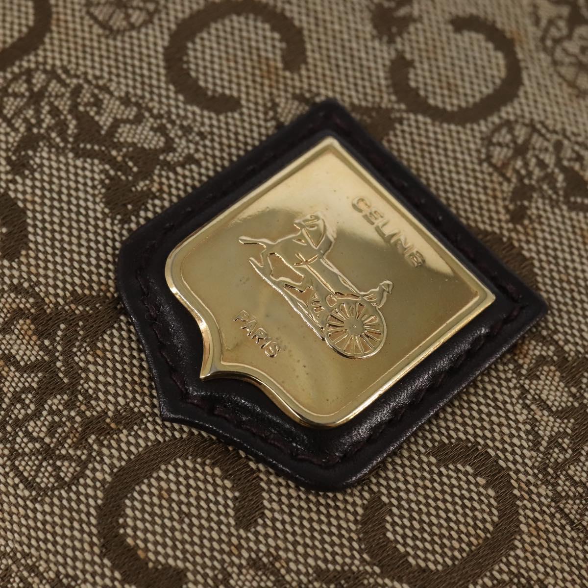 CELINE C Sulky Shoulder Bag Canvas Brown Gold Auth 145471