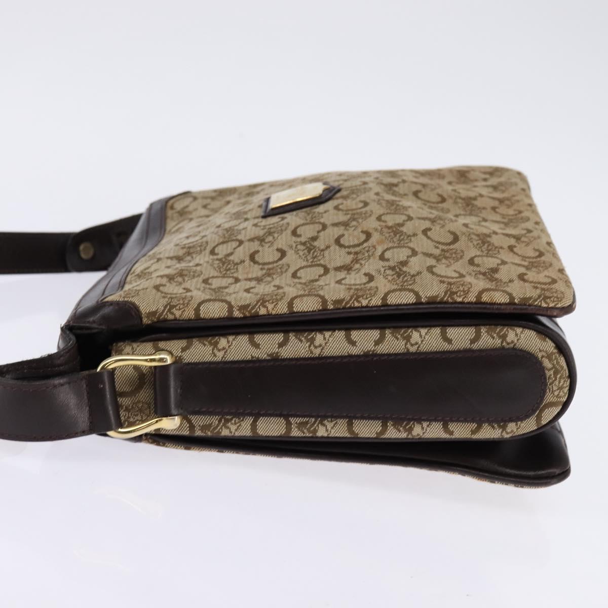 CELINE C Sulky Shoulder Bag Canvas Brown Gold Auth 145471