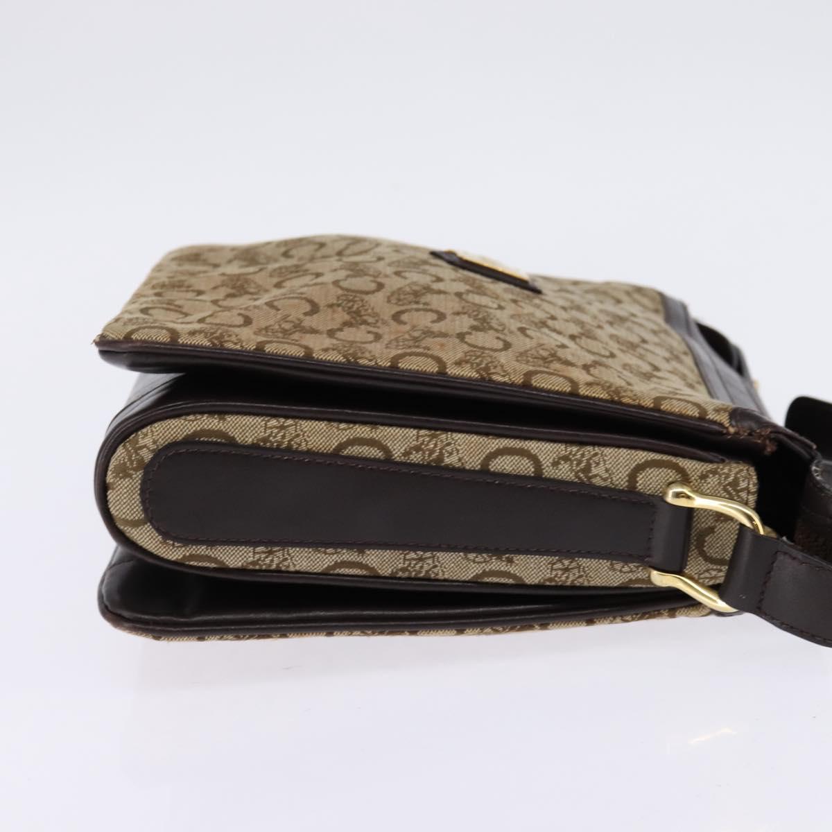 CELINE C Sulky Shoulder Bag Canvas Brown Gold Auth 145471