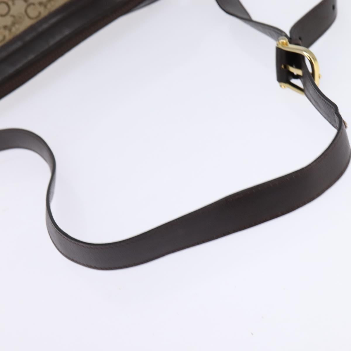 CELINE C Sulky Shoulder Bag Canvas Brown Gold Auth 145471