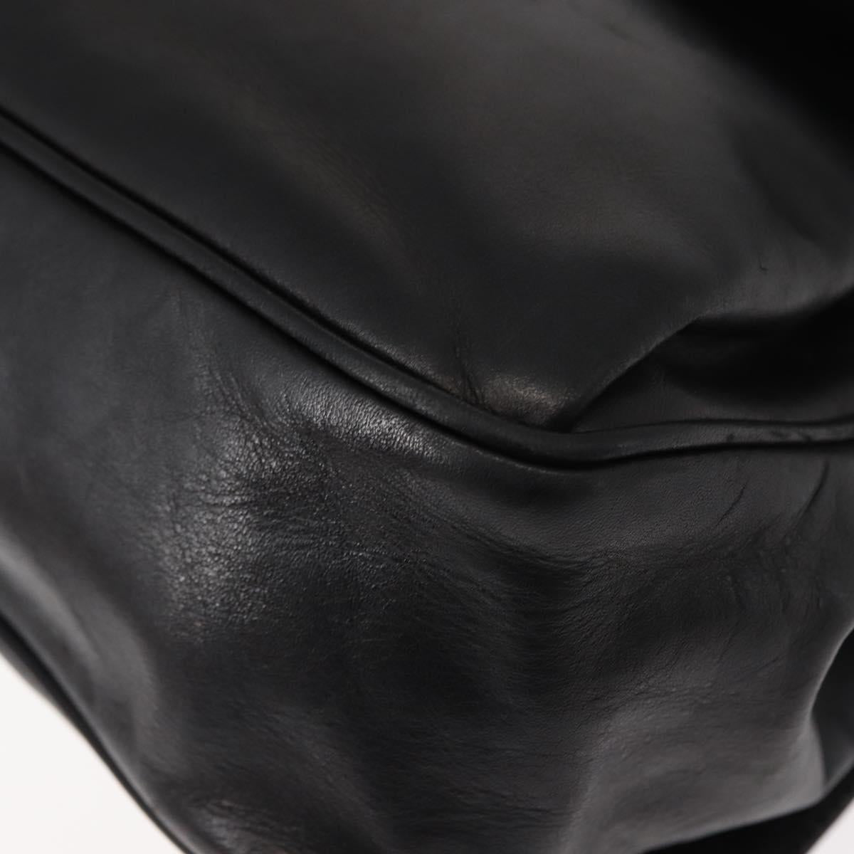 CELINE Hand Bag Leather Black Auth 145472