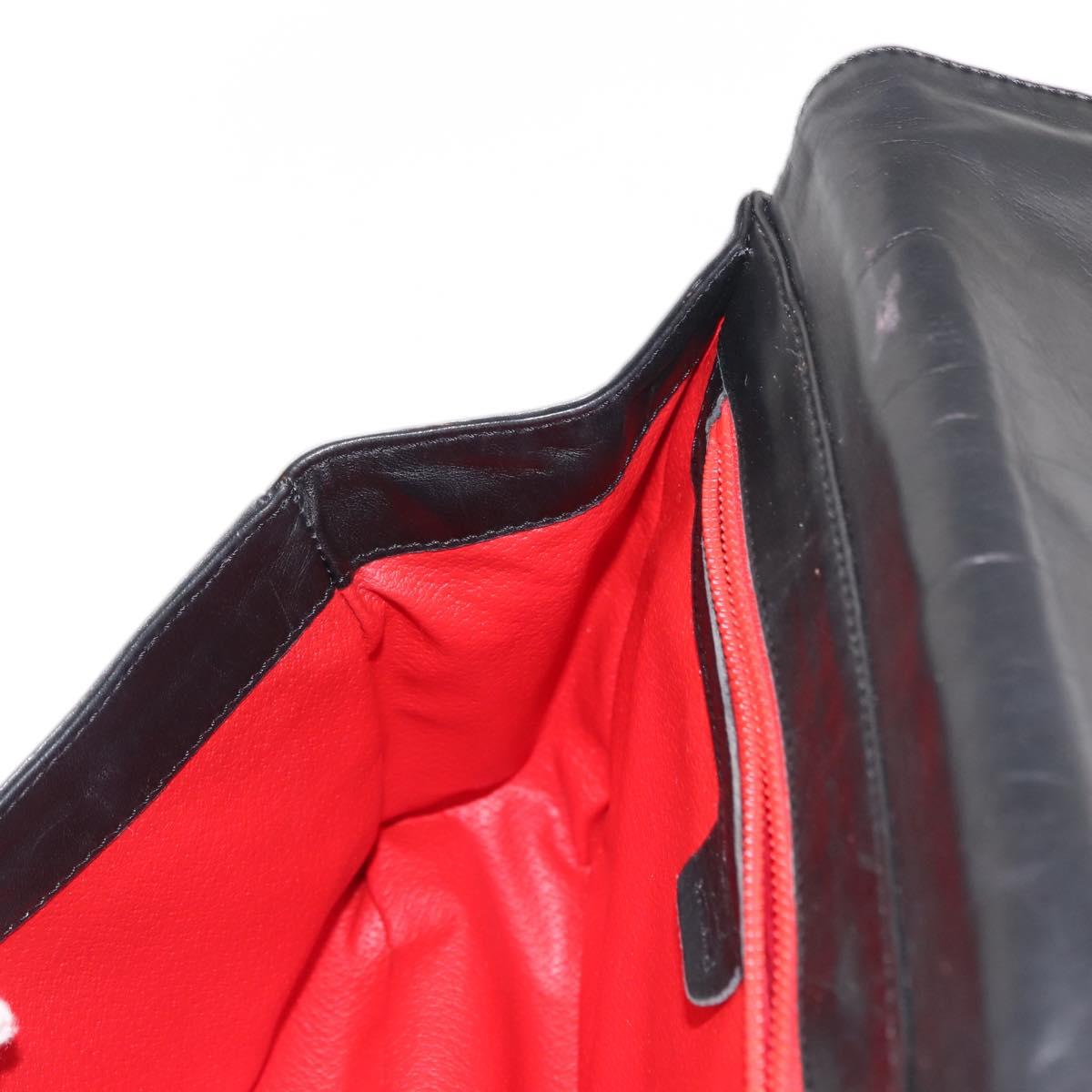 CELINE Hand Bag Leather Black Auth 145472