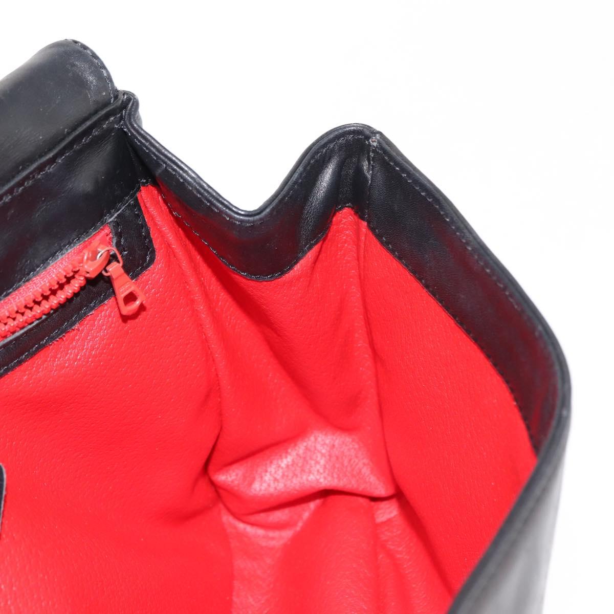 CELINE Hand Bag Leather Black Auth 145472