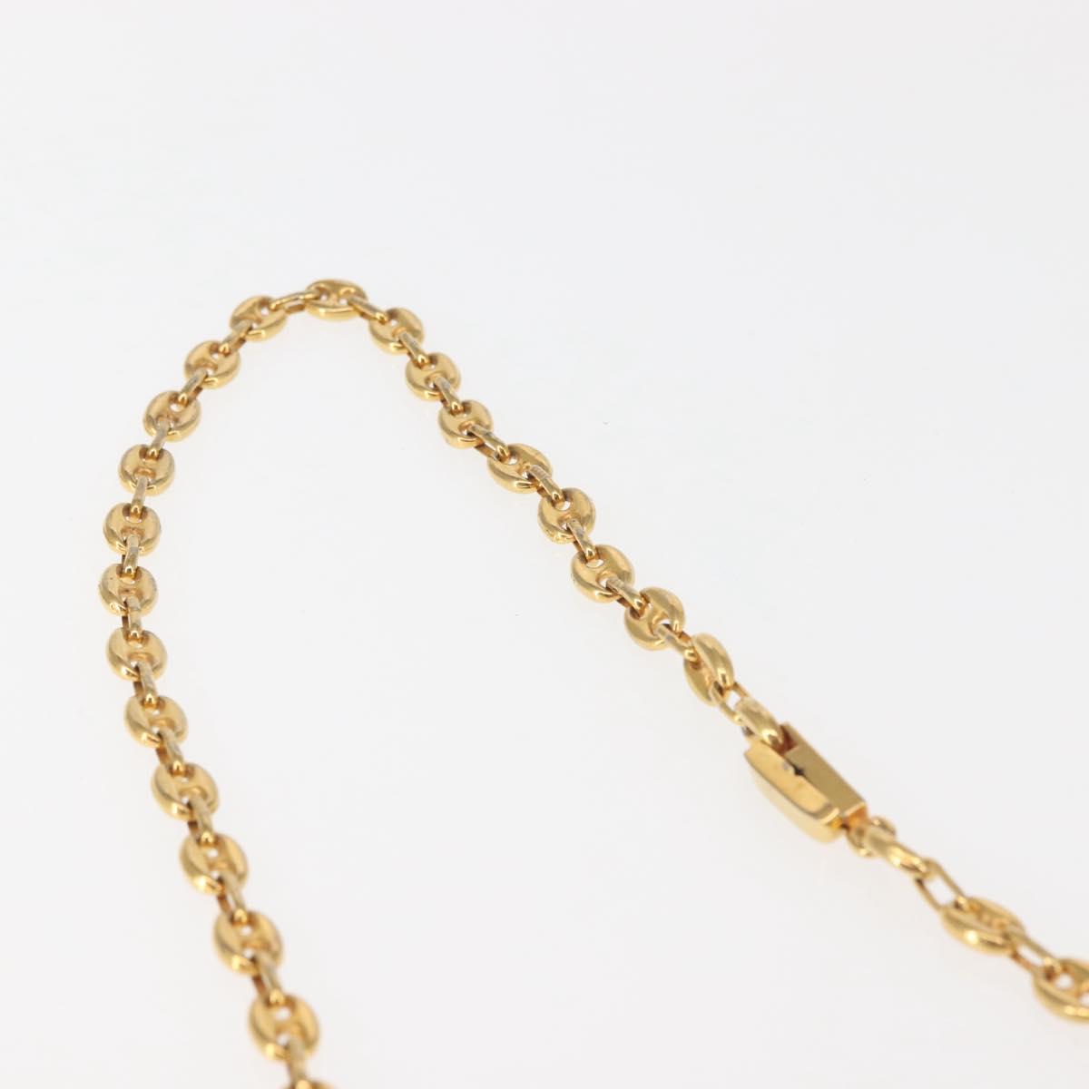 CELINE Chain Shoulder Bag Leather Black Gold Auth 145473