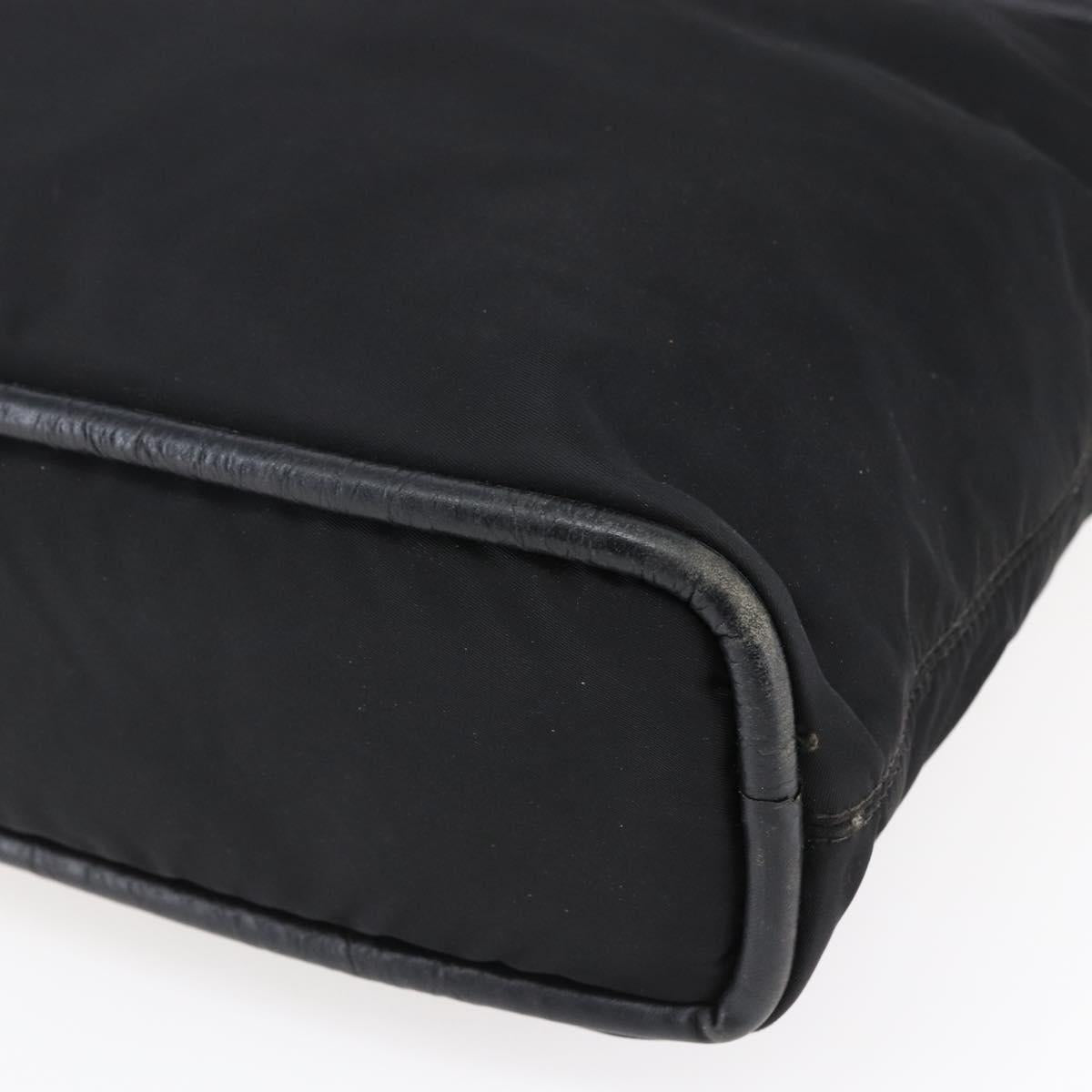 CELINE Tote Bag Nylon Leather Black Gold Auth 145474