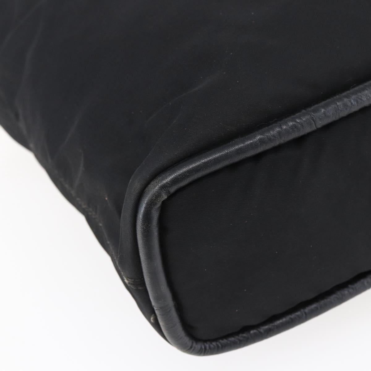 CELINE Tote Bag Nylon Leather Black Gold Auth 145474