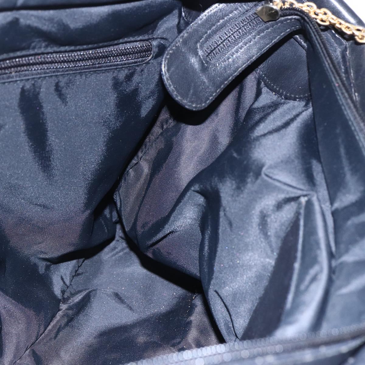 CELINE Tote Bag Nylon Leather Black Gold Auth 145474