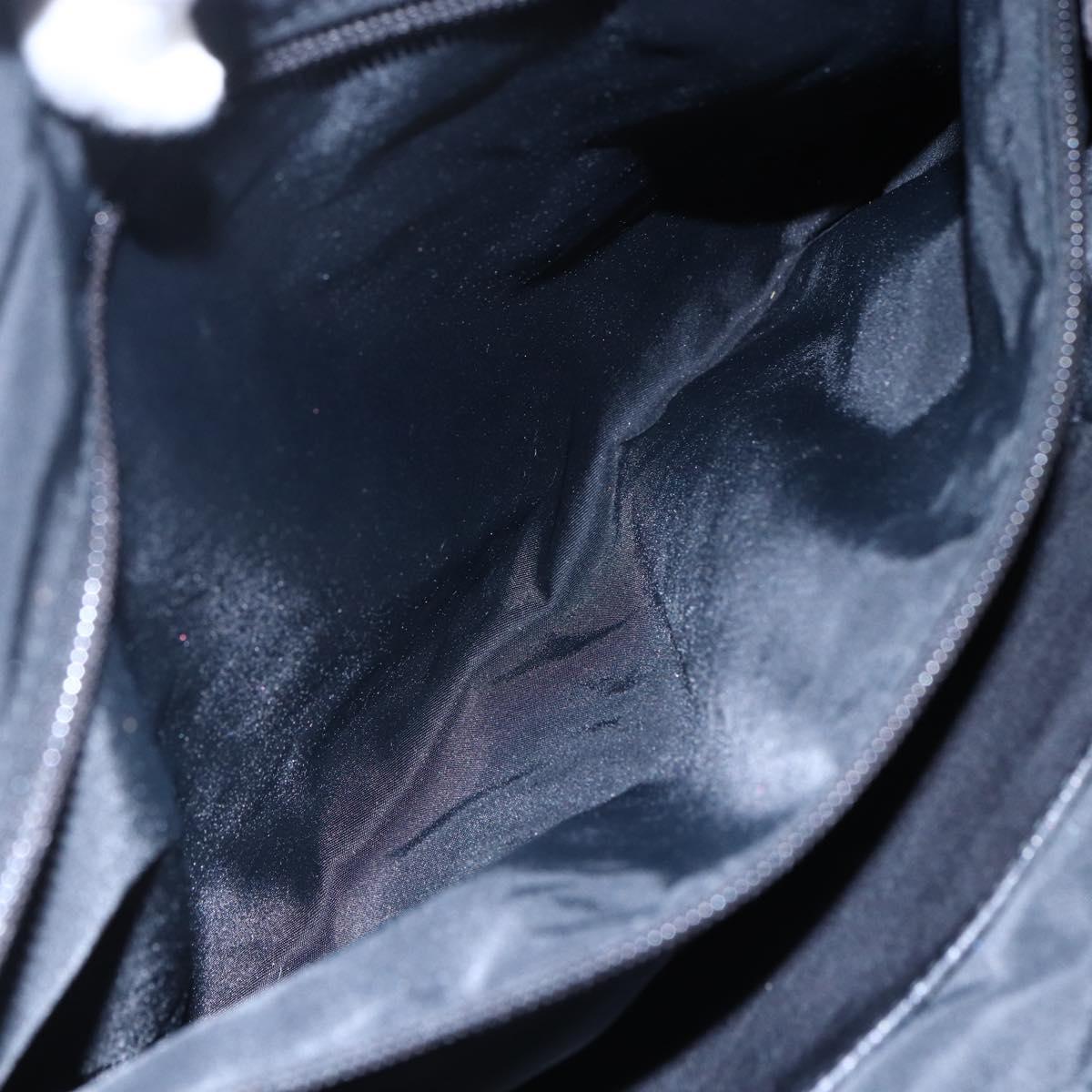 CELINE Tote Bag Nylon Leather Black Gold Auth 145474