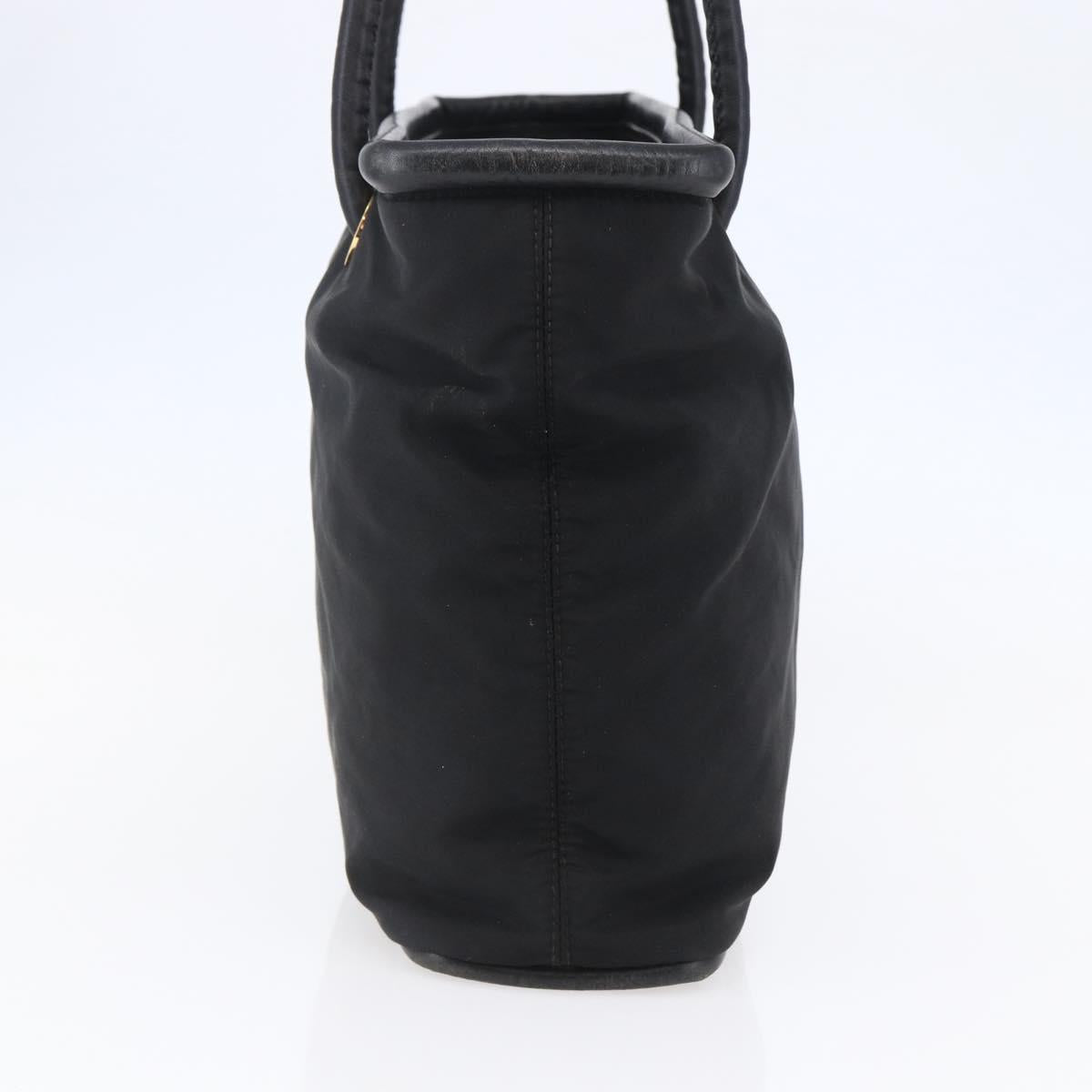 CELINE Tote Bag Nylon Leather Black Gold Auth 145474