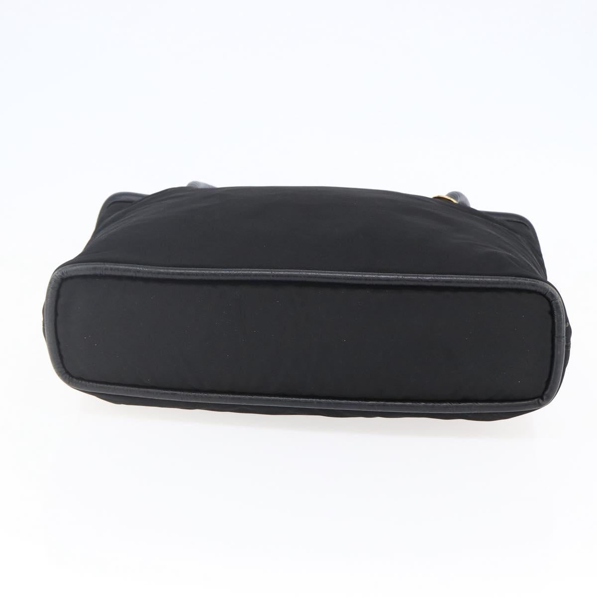 CELINE Tote Bag Nylon Leather Black Gold Auth 145474