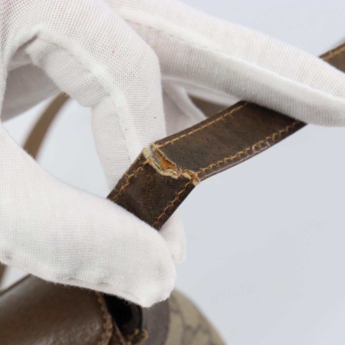 GUCCI GG Supreme Web Sherry Line Shoulder Bag PVC Leather Beige Red Auth 145477