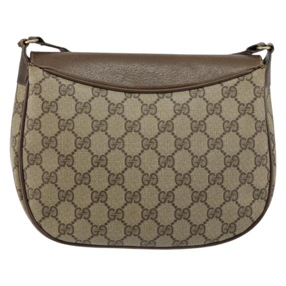 GUCCI GG Supreme Web Sherry Line Shoulder Bag PVC Leather Beige Red Auth 145477