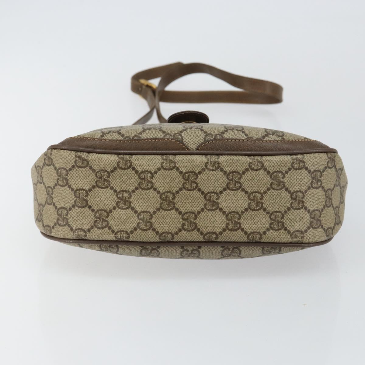 GUCCI GG Supreme Web Sherry Line Shoulder Bag PVC Leather Beige Red Auth 145477