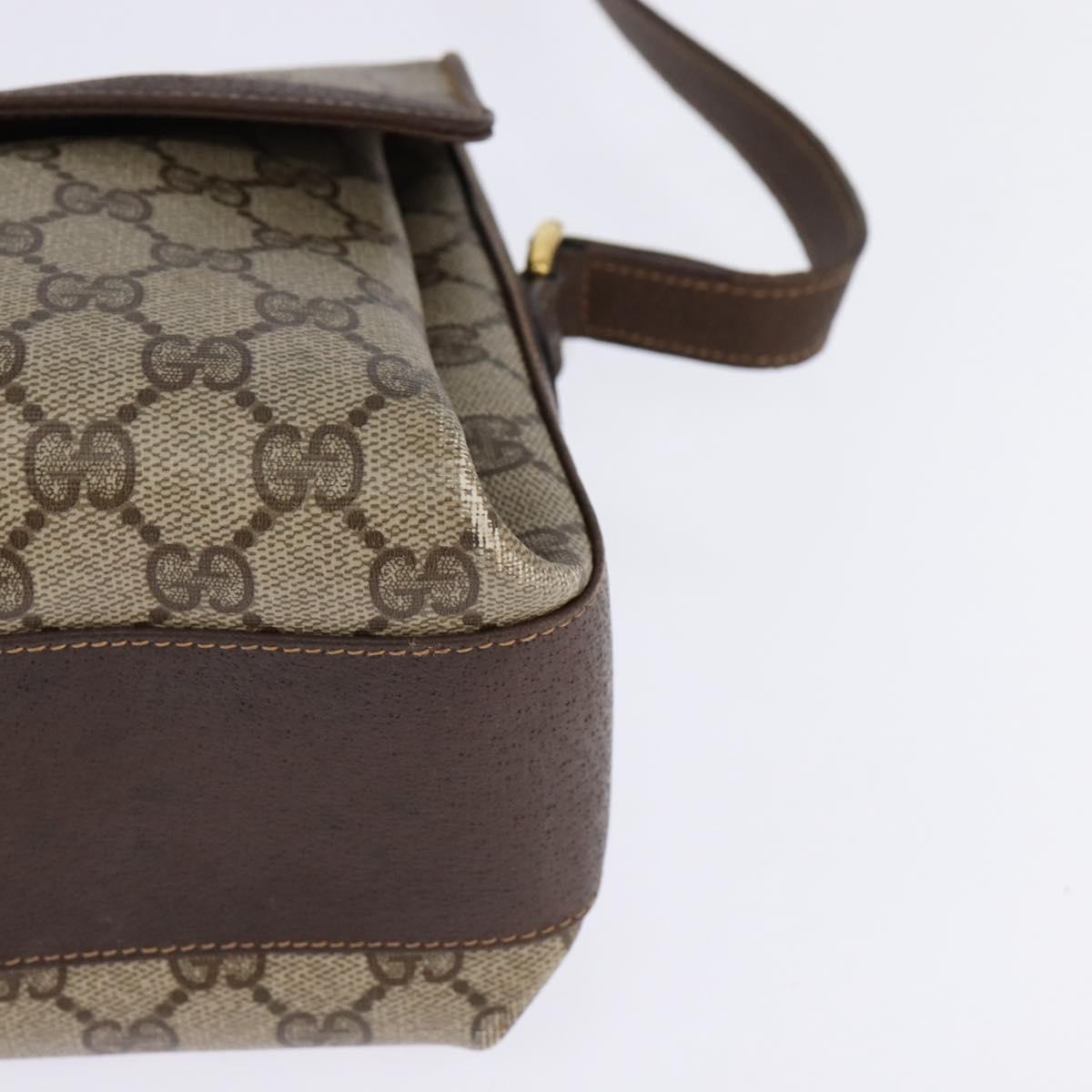 GUCCI GG Supreme Web Sherry Line Shoulder Bag PVC Beige Gold Auth 145481