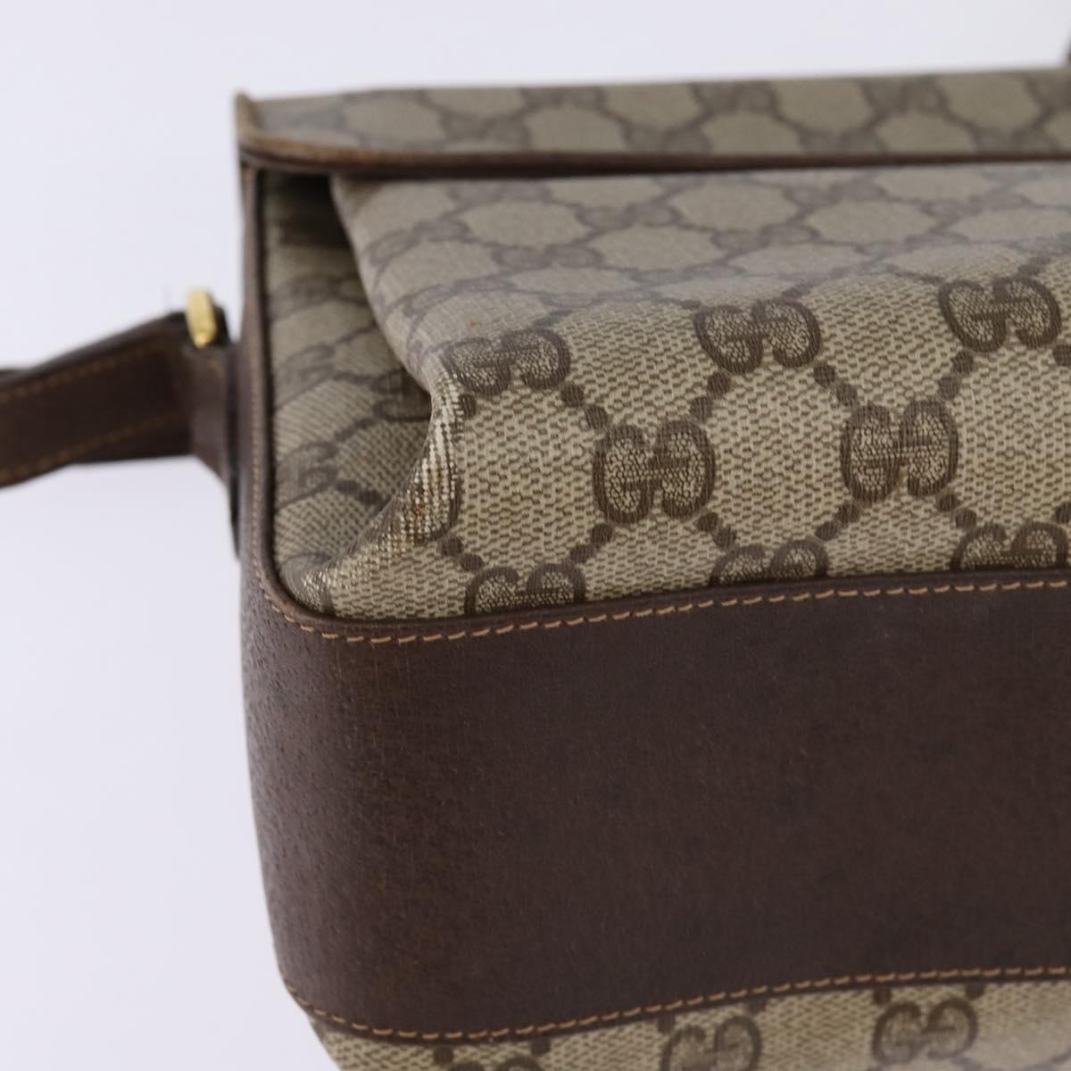 GUCCI GG Supreme Web Sherry Line Shoulder Bag PVC Beige Gold Auth 145481