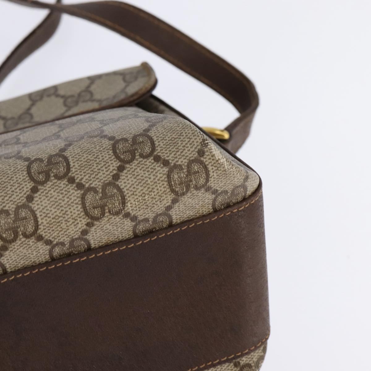 GUCCI GG Supreme Web Sherry Line Shoulder Bag PVC Beige Gold Auth 145481