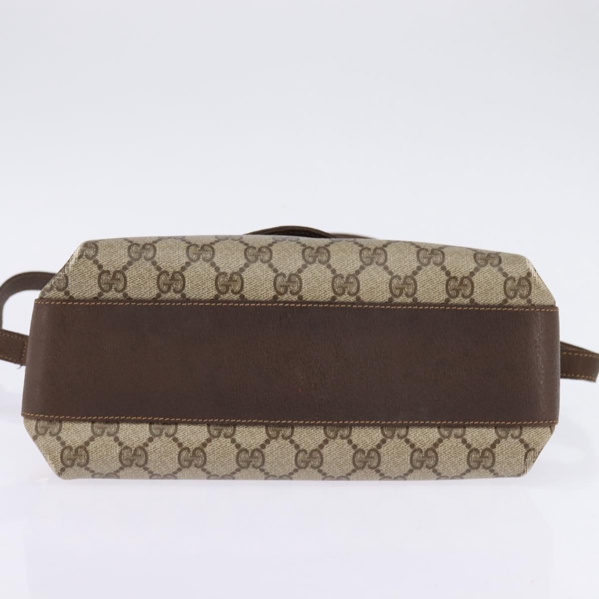 GUCCI GG Supreme Web Sherry Line Shoulder Bag PVC Beige Gold Auth 145481
