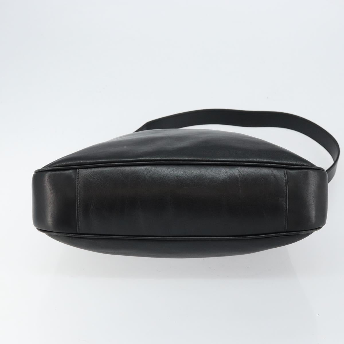 GUCCI Bamboo Hand Bag Leather 2way Black Gold 001 2058 1577 0 Auth 145485